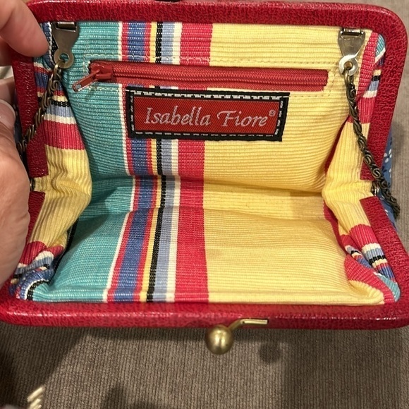 Isabella Fiore vintage Clutch with Chain Red, White, and Blue Beaded - Picture 7 of 7